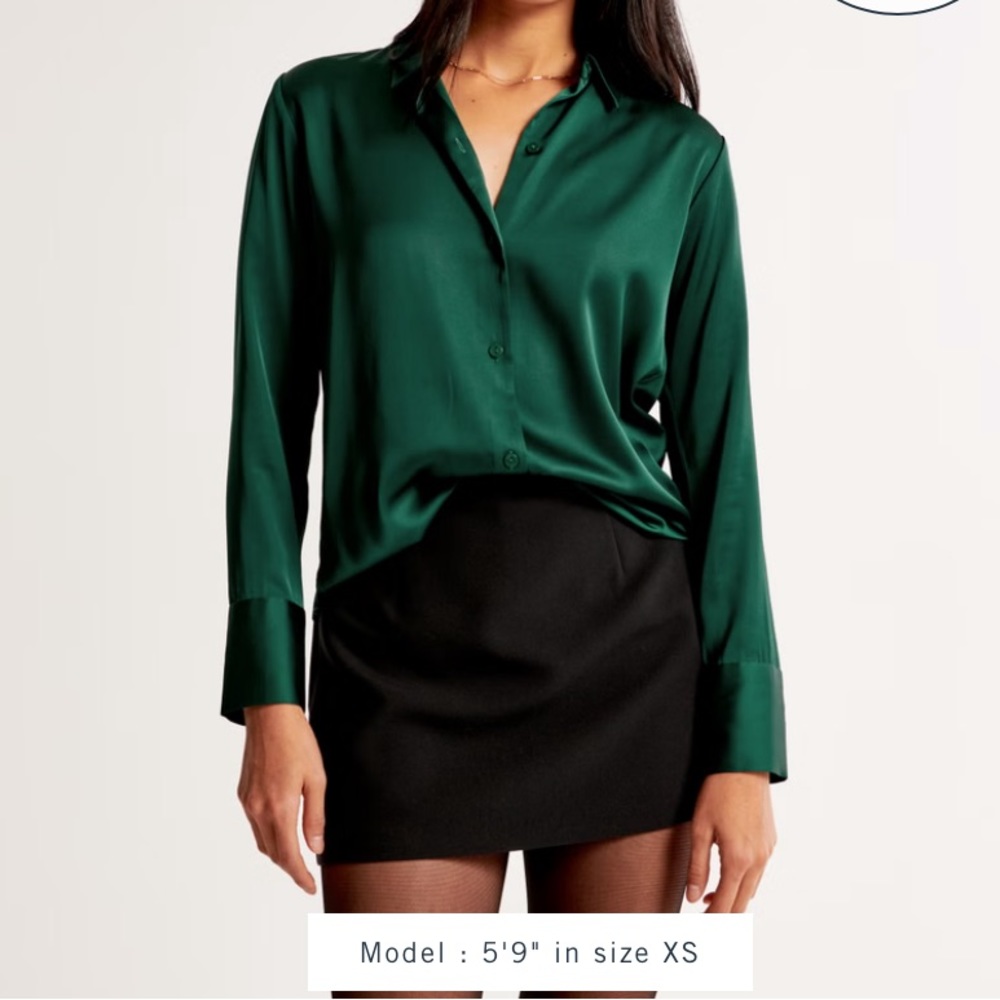 Abercrombie and Fitch satin button up BLUE GREEN